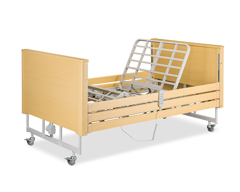 Wellell Pro Bario Active Bariatric Profiling Bed with beech finish.