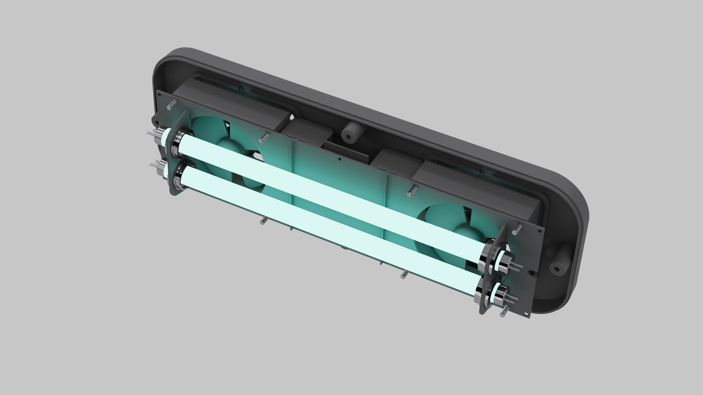The UV lamps that are connected to an Odeo Upperviolet unit.
