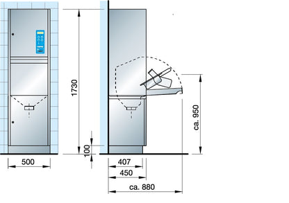 Meiko Topic 20 washer-disinfector – floor-standing bedpan cleaner dimensions.