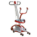 Molift Quick Raiser 1 full view – sit-to-stand hoist showing lifting mast, adjustable legs, and wheels, ready for patient transfer.