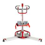 Molift Quick Raiser 2 with legs electrically adjusted under a recliner