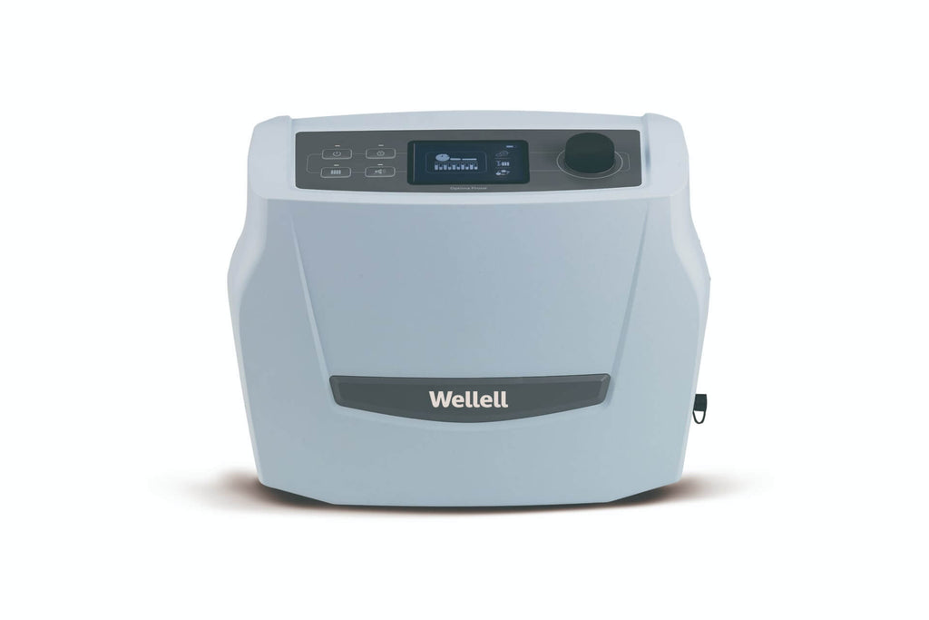 Digital pump control unit for Optima Prone system, featuring mode switches and CPR quick-deflate button.