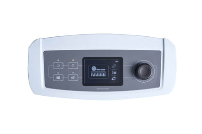 Digital pump control unit for Optima Prone system, featuring mode switches and CPR quick-deflate button.