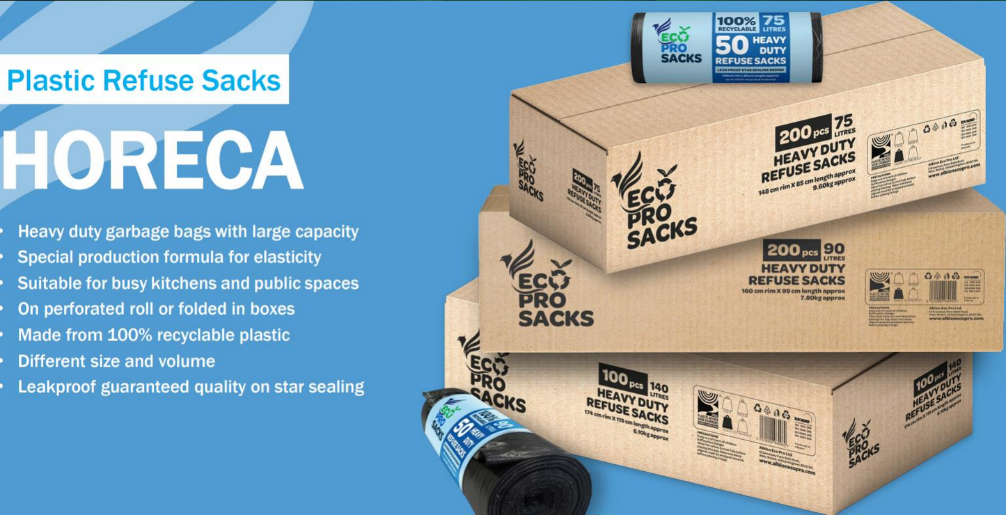 Extra Strong Heavy Duty Black Refuse Bags 75 Litre