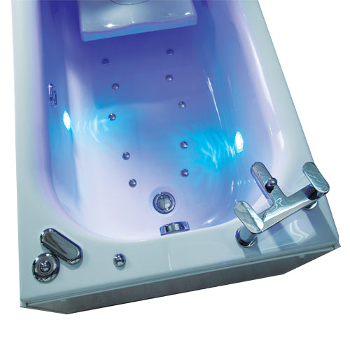 Optional air‑spa and chromotherapy lighting upgrade in Excel 600 height adjustable bath