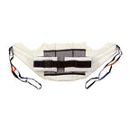 Close-up of Oxford Comfort Disposable Sling, highlighting colour-coded binding and Securi3 clip points for secure lift attachment.